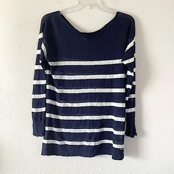 DENIM & SUPPLY Ralph Lauren Linen Tunic Sweater L Breton Stripe Navy Lightweight - Picture 2 of 11